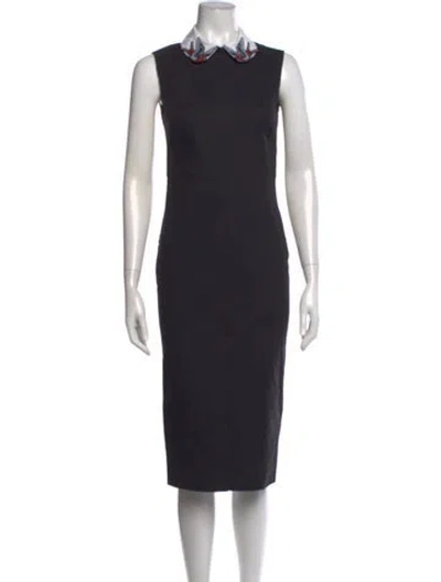 Pre-owned Red Valentino Virgin Wool Knee-length Dress In Black