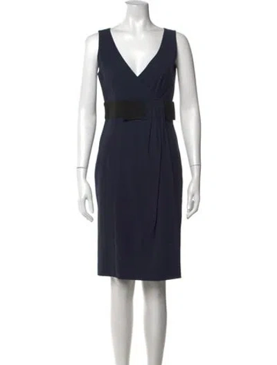 Pre-owned Red Valentino Virgin Wool Knee-length Dress In Black