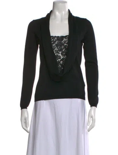 Pre-owned Red Valentino Virgin Wool Lace Pattern Sweater In Black