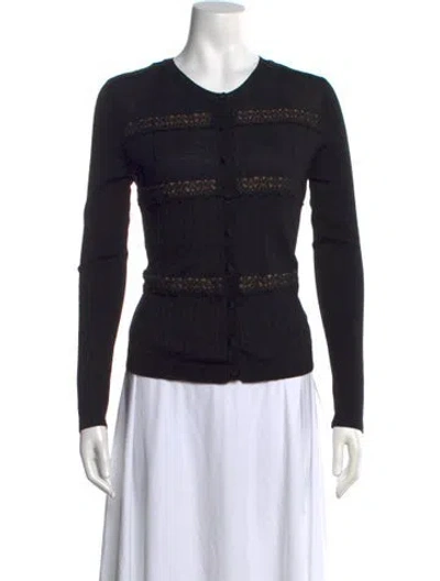 Pre-owned Red Valentino Virgin Wool Lace Pattern Sweater In Black