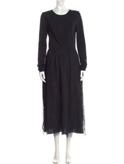 Pre-owned Red Valentino Virgin Wool Long Dress In Black