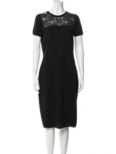 Pre-owned Red Valentino Virgin Wool Midi Length Dress In Black