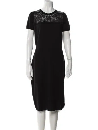 Pre-owned Red Valentino Virgin Wool Midi Length Dress In Black