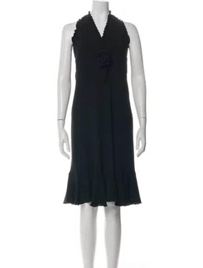 Pre-owned Red Valentino Virgin Wool Midi Length Dress W/ Tags In Black