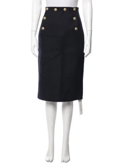Pre-owned Red Valentino Virgin Wool Midi Length Skirt In Blue