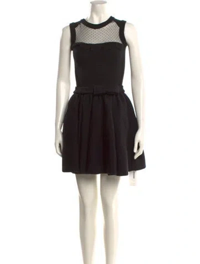 Pre-owned Red Valentino Virgin Wool Mini Dress In Black