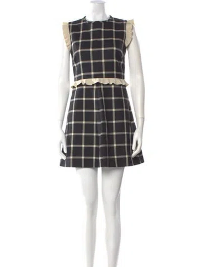 Pre-owned Red Valentino Virgin Wool Mini Dress In Black