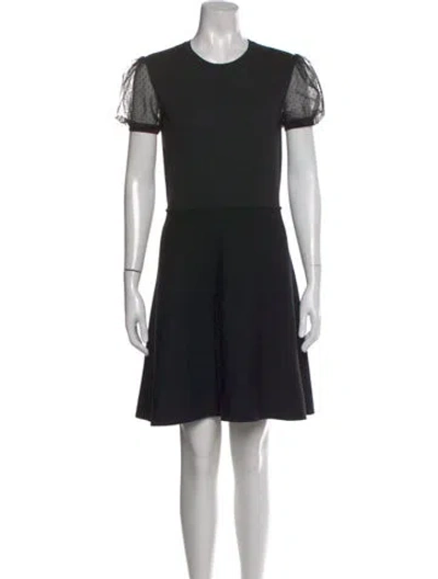 Pre-owned Red Valentino Virgin Wool Mini Dress In Black