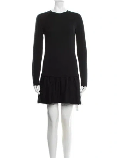 Pre-owned Red Valentino Virgin Wool Mini Dress In Black