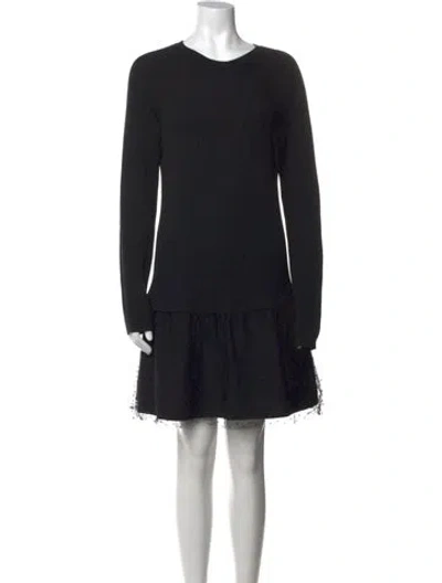 Pre-owned Red Valentino Virgin Wool Mini Dress In Black