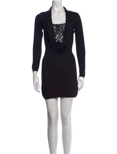 Pre-owned Red Valentino Virgin Wool Mini Dress In Black