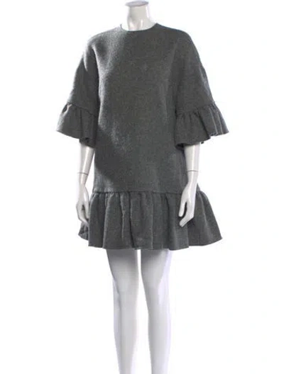 Pre-owned Red Valentino Virgin Wool Mini Dress In Grey