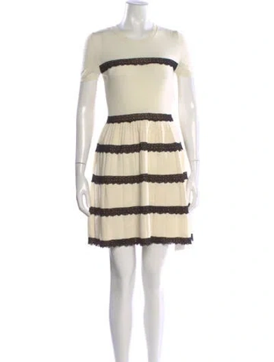 Pre-owned Red Valentino Virgin Wool Mini Dress In Neutral