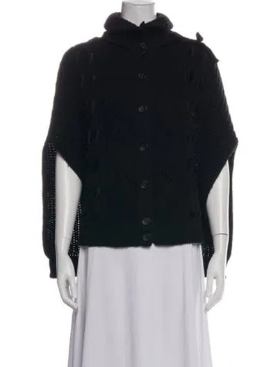 Pre-owned Red Valentino Virgin Wool Open Front Sweater In Black