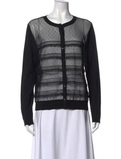 Pre-owned Red Valentino Virgin Wool Patterned Button-up Top In Black