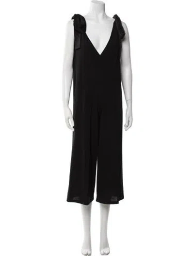 Pre-owned Red Valentino Virgin Wool Plunge Neckline Jumpsuit In Black