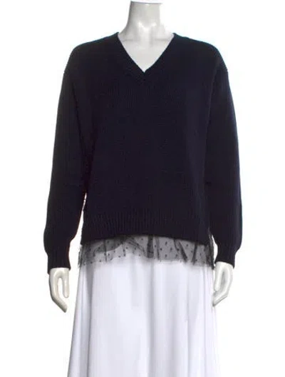 Pre-owned Red Valentino Virgin Wool Polka Dot Print Sweater In Blue