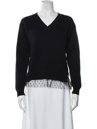 Pre-owned Red Valentino Virgin Wool Polka Dot Print Sweater W/ Tags In Black