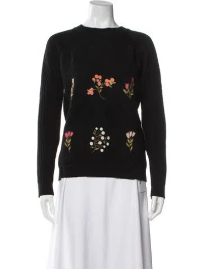 Pre-owned Red Valentino Virgin Wool Printed Sweater In Black