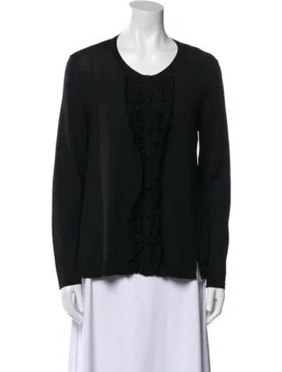 Pre-owned Red Valentino Virgin Wool Scoop Neck Sweater In Black