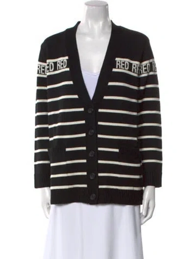 Pre-owned Red Valentino Virgin Wool Striped Sweater In Black