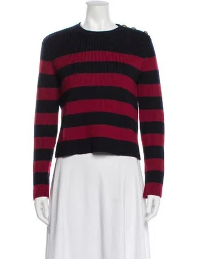 Pre-owned Red Valentino Virgin Wool Striped Sweater In Blue