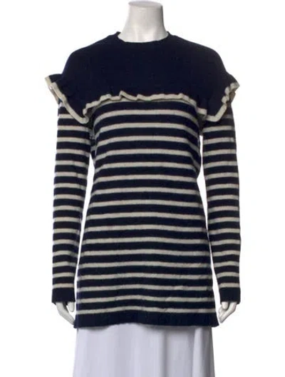 Pre-owned Red Valentino Virgin Wool Striped Sweater In Blue