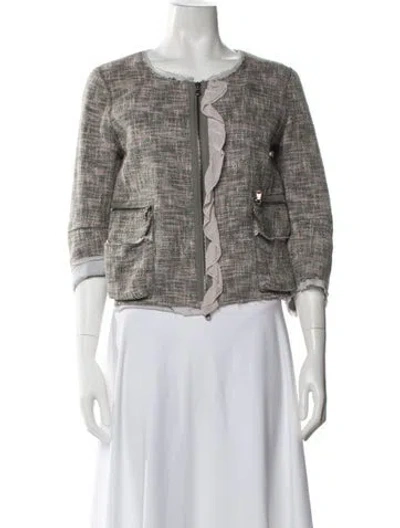 Pre-owned Red Valentino Virgin Wool Tweed Pattern Evening Jacket In Silver