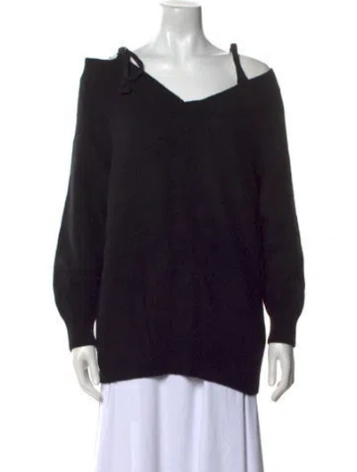 Pre-owned Red Valentino Virgin Wool V-neck Sweater In Black