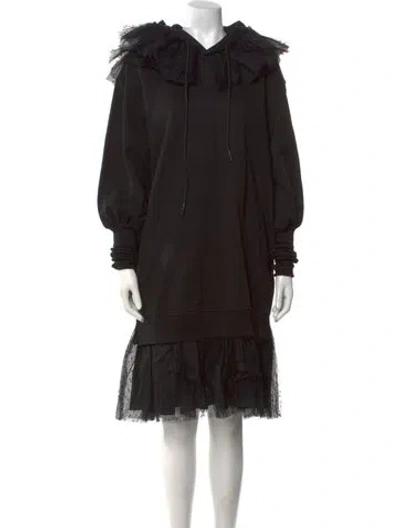 Pre-owned Red Valentino V-neck Knee-length Dress In Black