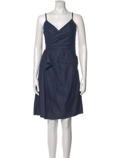 Pre-owned Red Valentino V-neck Knee-length Dress In Blue