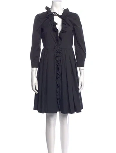Pre-owned Red Valentino V-neck Knee-length Dress In Blue