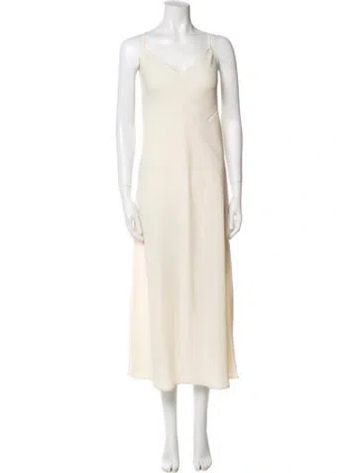 Pre-owned Red Valentino V-neck Long Dress In Neutral