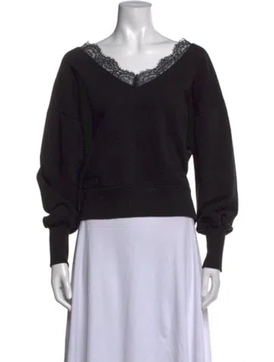 Pre-owned Red Valentino V-neck Long Sleeve Sweatshirt In Black