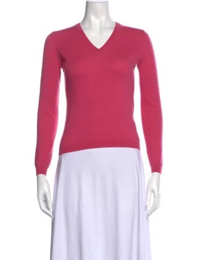 Pre-owned Red Valentino V-neck Long Sleeve Top In Pink