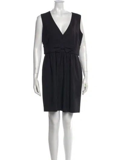 Pre-owned Red Valentino V-neck Mini Dress In Black