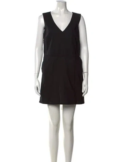 Pre-owned Red Valentino V-neck Mini Dress In Black