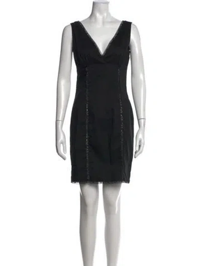 Pre-owned Red Valentino V-neck Mini Dress In Black