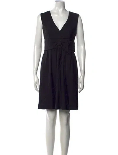 Pre-owned Red Valentino V-neck Mini Dress In Black