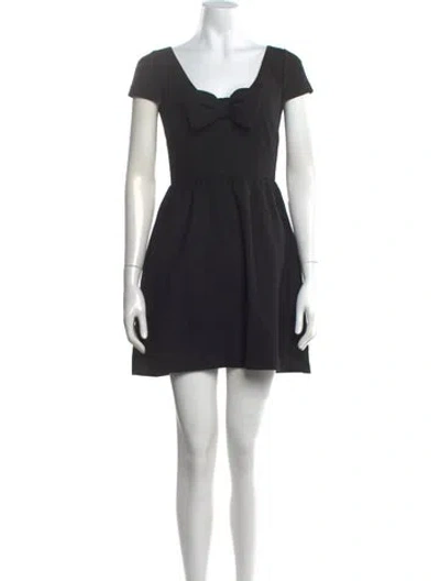 Pre-owned Red Valentino V-neck Mini Dress In Black