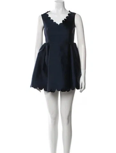 Pre-owned Red Valentino V-neck Mini Dress In Blue