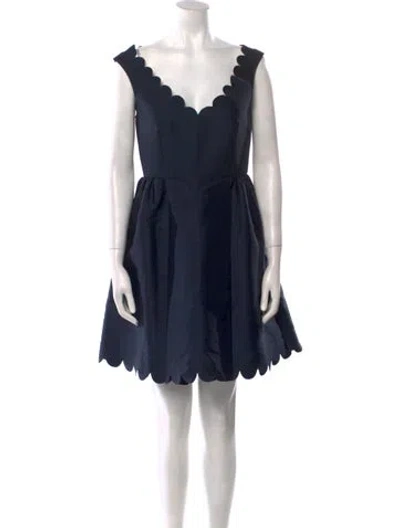 Pre-owned Red Valentino V-neck Mini Dress In Blue
