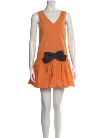 Pre-owned Red Valentino V-neck Mini Dress In Orange