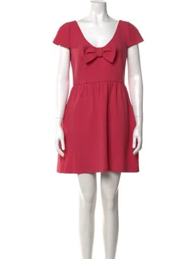 Pre-owned Red Valentino V-neck Mini Dress In Pink