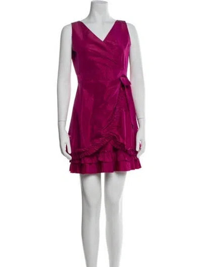 Pre-owned Red Valentino V-neck Mini Dress In Purple