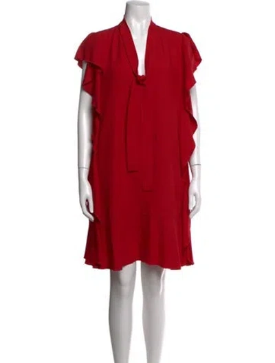 Pre-owned Red Valentino V-neck Mini Dress In Red