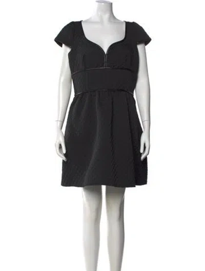 Pre-owned Red Valentino V-neck Mini Dress W/ Tags In Black