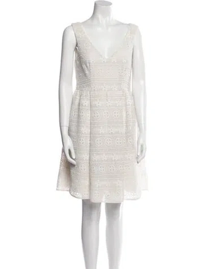Pre-owned Red Valentino V-neck Mini Dress In White