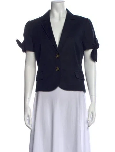 Pre-owned Red Valentino V-neck Short Sleeve Blouse In Black