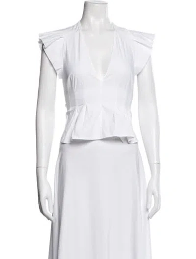 Pre-owned Red Valentino V-neck Short Sleeve Top In Neutrals